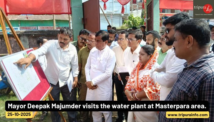 Mayor Deepak Majumder visits the water plant at Masterpara area.