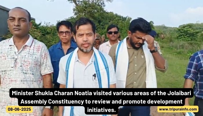Minister Shukla Charan Noatia visited various areas of the Jolaibari Assembly Constituency to review and promote development initiatives.
