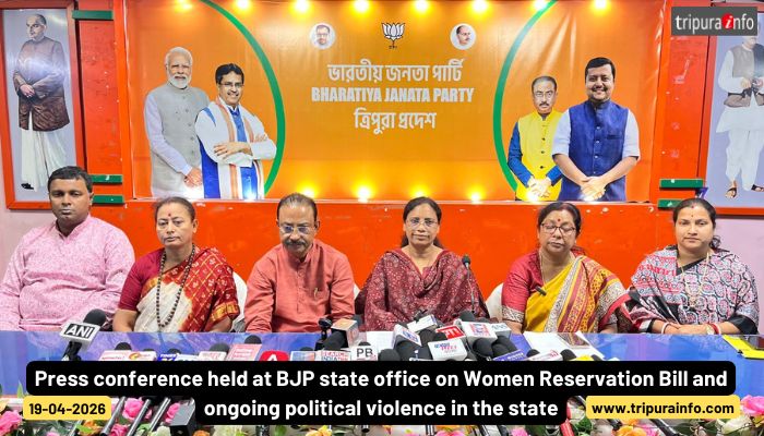 Press conference held at BJP state office on Women Reservation Bill and ongoing political violence in the state.