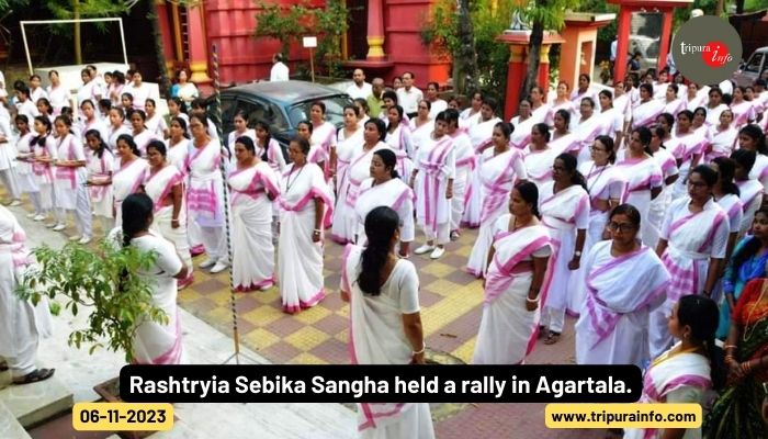 Rashtryia Sebika Sangha held a rally in Agartala.