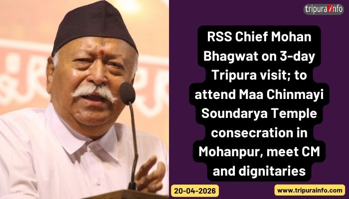 RSS Chief Mohan Bhagwat on 3-day Tripura visit; to attend Maa Chinmayi Soundarya Temple consecration in Mohanpur, meet CM and dignitaries.