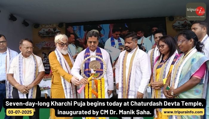 Seven-day-long Kharchi Puja begins today at Chaturdash Devta Temple, inaugurated by CM Dr. Manik Saha.