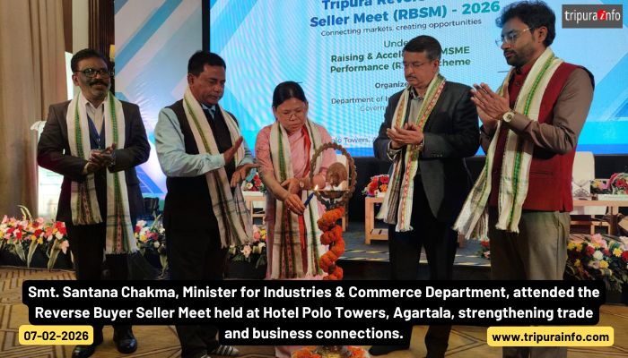 Smt. Santana Chakma, Minister for Industries & Commerce Department, attended the Reverse Buyer Seller Meet held at Hotel Polo Towers, Agartala, strengthening trade and business connections.