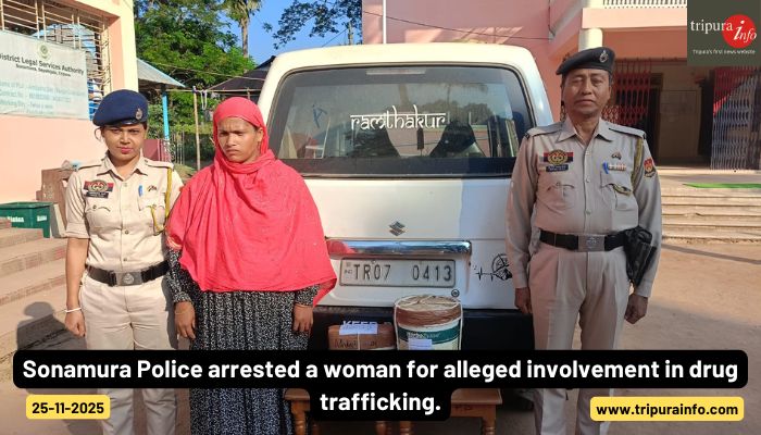 Sonamura Police arrested a woman for alleged involvement in drug trafficking.