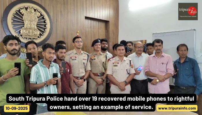 South Tripura Police hand over 19 recovered mobile phones to rightful owners, setting an example of service.