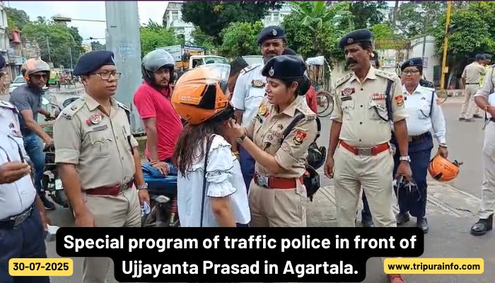 Special program of traffic police in front of Ujjayanta Prasad in Agartala.