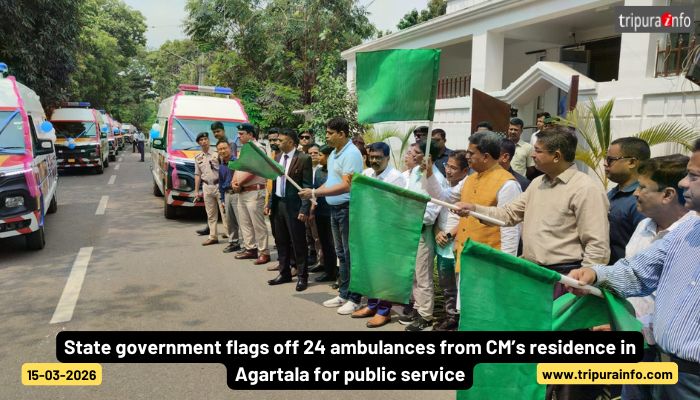 State government flags off 24 ambulances from CM’s residence in Agartala for public service.