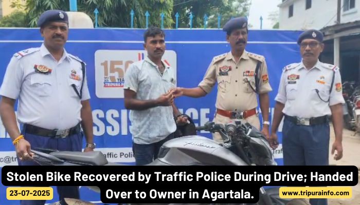 Stolen Bike Recovered by Traffic Police During Drive; Handed Over to Owner in Agartala