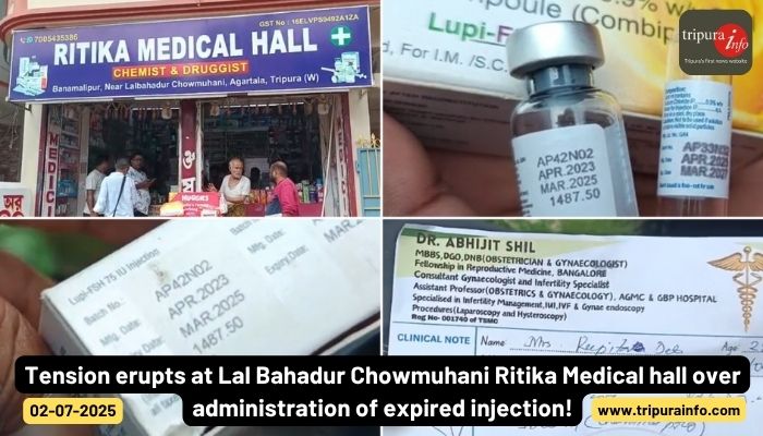 Tension erupts at Lal Bahadur Chowmuhani Ritika Medical hall over administration of expired injection!