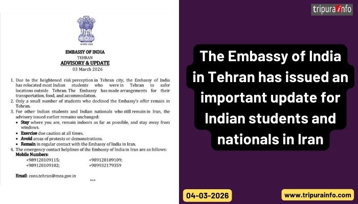 The Embassy of India in Tehran has issued an important update for Indian students and nationals in Iran.
