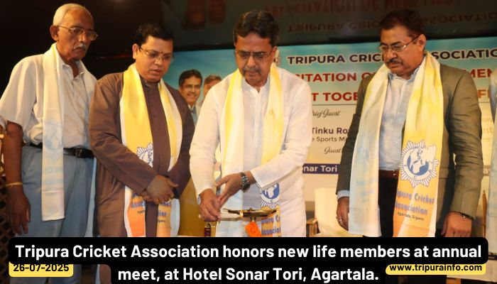 Tripura Cricket Association honors new life members at annual meet, at Hotel Sonar Tori, Agartala.