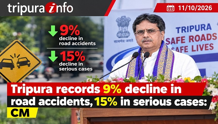 Tripura records 9% decline in road accidents, 15% in serious cases: CM