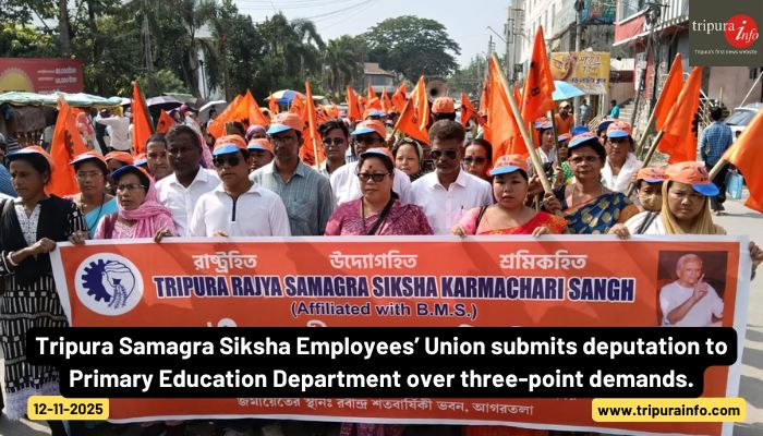 Tripura Samagra Siksha Employees’ Union submits deputation to Primary Education Department over three-point demands.