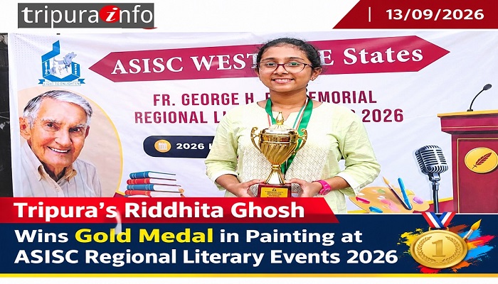 Tripura’s Riddhita Ghosh Wins Gold Medal in Painting at ASISC Regional Literary Events 2026