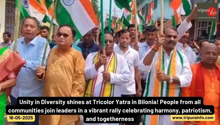 Unity in Diversity shines at Tricolor Yatra in Bilonia! People from all communities join leaders in a vibrant rally celebrating harmony, patriotism, and togetherness.