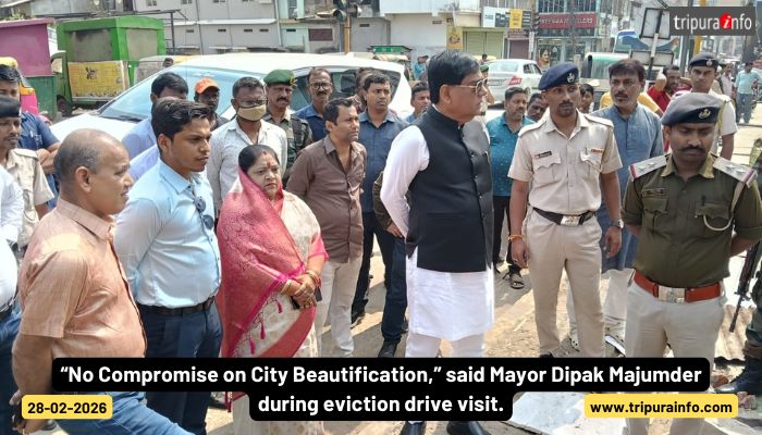“No Compromise on City Beautification,” said Mayor Dipak Majumder during eviction drive visit.